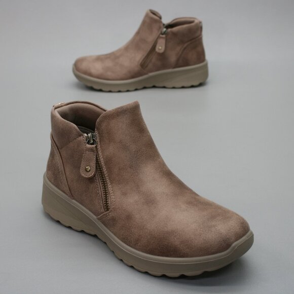 Skechers Ladies 8 Lovely Vibe Fall In Bloom Brown Side-zip Ankle Boots - 158952 - Picture 1 of 12